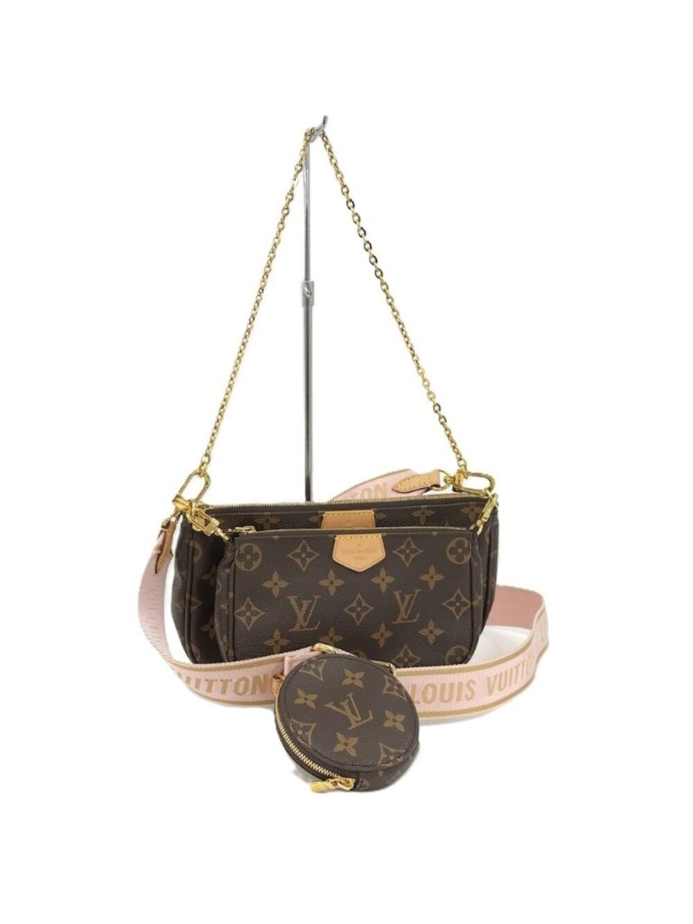 Louis Vuitton Multi Pochette Accessoires Shoulder Bag Monogram Rose Clair
